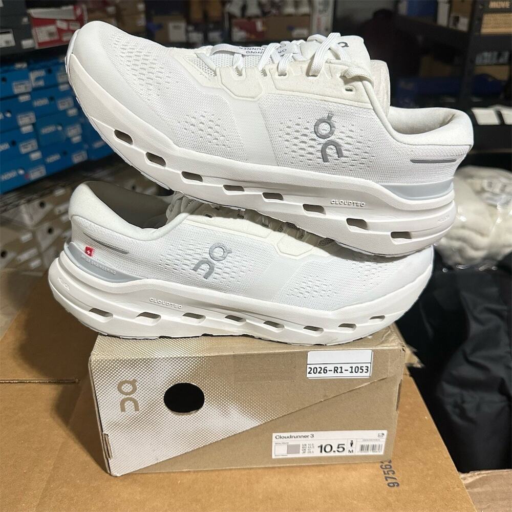 On Cloudrunner 3 'Triple White' CloudTec Running Sneakers | Mens 10.5 M | EUC
